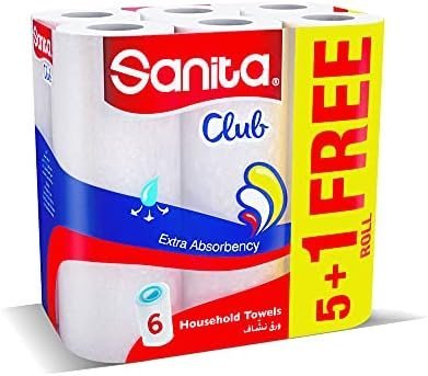 B08543WBTZ-0-1730918816541.jpeg Sanita Club Household Towels - 5+1 Rolls, White