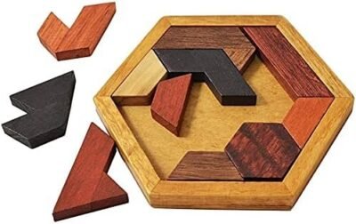 Mumoo Bear Hexagon Tangram Puzzle Wooden Puzzle