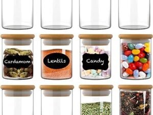 Valuxe 12 PCS Glass Jars with Bamboo Lids (9OZ)