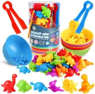 AMERTEER 48 Pcs Counting Dinosaurs Toys